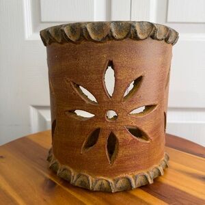 Terra cotta clay floral wall sconce light cover